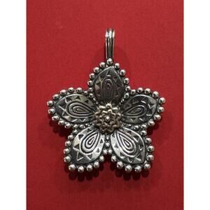 James Avery Retired Sterling Silver And Bronze Beaded Festive Flower Pendant